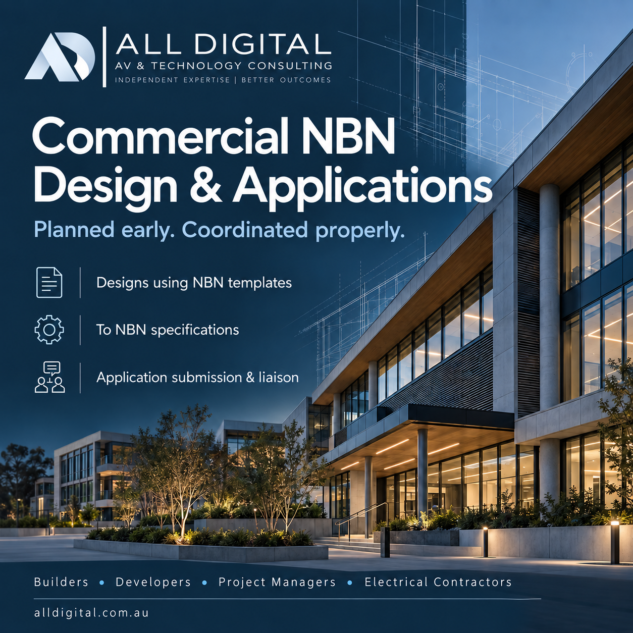 All Digital commercial NBN design and applications graphic